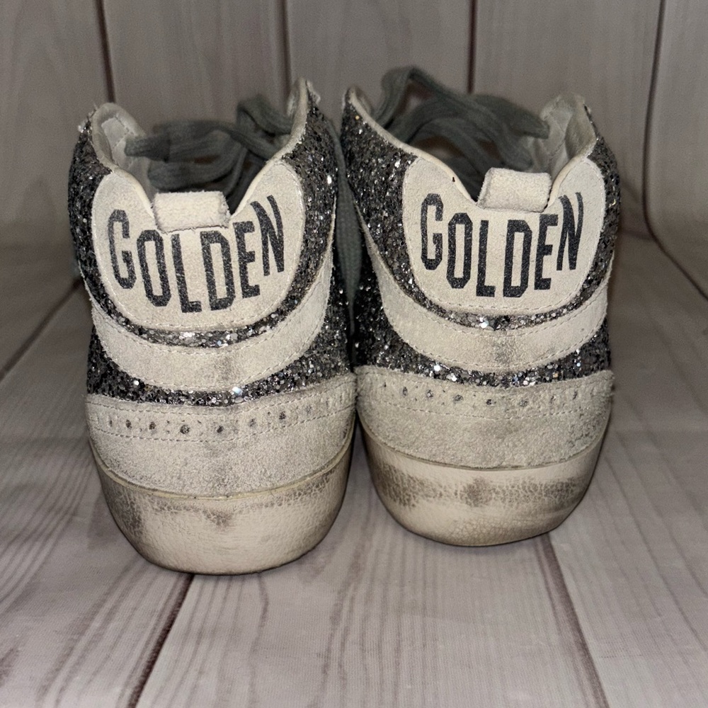 Golden goose women’s mid stars silver grey glitter 39 eu 9 tennis shoe sneaker - Picture 7 of 15
